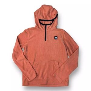Abercrombie Sweatshirt Kids 13/14 Orange Fleece Half Zip Hoodie Pullover